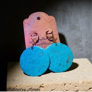 Turquoise Stone Round Drop Earrings